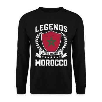 Vintage Design Marokkanische Flagge Marokko - Unisex Pullover - Schwarz - Vorne - Alina (178cm) & Michal (187cm)