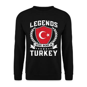 Vintage Design Turkish Flag Turkey - Unisex Sweatshirt - black - Front - Alina (178cm) & Michal (187cm)