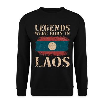 Vintage Design Drapeau Laotien Laos - Sweat-shirt Unisexe - noir - Devant - Alina (178cm) & Michal (187cm)