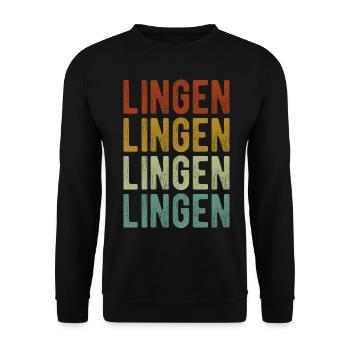 Lingen Stadt Retro Vintage - Unisex Pullover - Schwarz - Vorne - Alina (178cm) & Michal (187cm)
