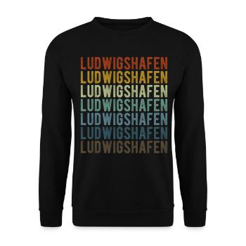 Ludwigshafen City Retro Vintage - Unisex Sweatshirt - black - Front - Alina (178cm) & Michal (187cm)