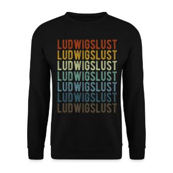 Ludwigslust Stadt Retro Vintage - Unisex Pullover - Schwarz - Vorne - Alina (178cm) & Michal (187cm)