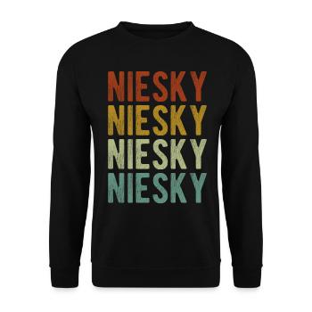 Niesky Stadt Retro Vintage - Unisex Pullover - Schwarz - Vorne - Alina (178cm) & Michal (187cm)