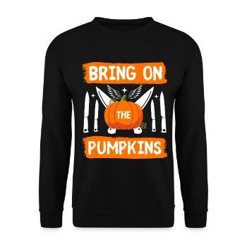 HALLOWEEN BRING ON THE PUMPKINS - Unisex Sweatshirt - black - Front - Alina (178cm) & Michal (187cm)
