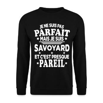 Je Ne Suis Pas Parfait Mais Je Suis Savoyard - Sweat-shirt Unisexe - noir - Devant - Alina (178cm) & Michal (187cm)