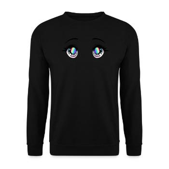 Gay Pride Anime Eyes Rainbow Gay Flag LGBT L - Unisex Sweatshirt - black - Front - Alina (178cm) & Michal (187cm)