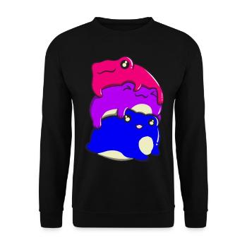 Fierté bisexuelle Grenouille Pile Bisexuel Drapeau B - Sweat-shirt Unisexe - noir - Devant - Alina (178cm) & Michal (187cm)