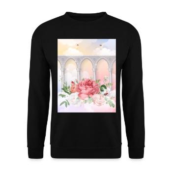 Angelcore Esthétique Roses Heaven Angels - Sweat-shirt Unisexe - noir - Devant - Alina (178cm) & Michal (187cm)