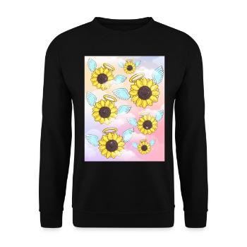 Angelcore Aesthetic Sunflower Angel - Unisex Sweatshirt - black - Front - Alina (178cm) & Michal (187cm)