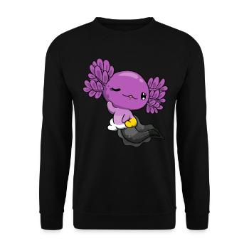 Monosexual Pride Kawaii Axolotl Monosexual Fl - Sweat-shirt Unisexe - noir - Devant - Alina (178cm) & Michal (187cm)