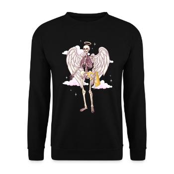 Angelcore Esthétique Gothique Ange Squelette Crâne - Sweat-shirt Unisexe - noir - Devant - Alina (178cm) & Michal (187cm)