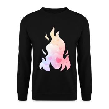 Angelcore Ästhetisches Feuer Flamme Herzen - Unisex Pullover - Schwarz - Vorne - Alina (178cm) & Michal (187cm)