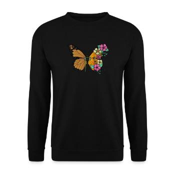 Biopunk Butterfly Flower Biopunk Aesthetics - Unisex Sweatshirt - black - Front - Alina (178cm) & Michal (187cm)