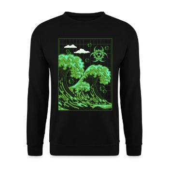 Biopunk Big Wave Before Kanagawa Biopunk Aesthetics - Unisex Sweatshirt - black - Front - Alina (178cm) & Michal (187cm)