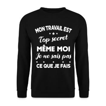Collègue de bureaux Mon travail est top secret - Sweat-shirt Unisexe - noir - Devant - Alina (178cm) & Michal (187cm)