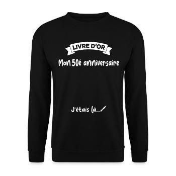 Cadeau drôle 50e Anniversaire Livre D'or - Sweat-shirt Unisexe - noir - Devant - Alina (178cm) & Michal (187cm)