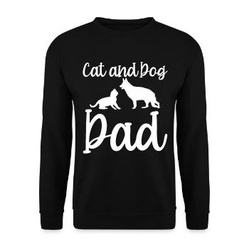 Cat And Dog Dad Cats Dogs Pets Animals Cat And - Unisex Pullover - Schwarz - Vorne - Alina (178cm) & Michal (187cm)
