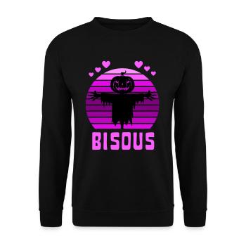 Halloween Bisous Épouvantail - Sweat-shirt Unisexe - noir - Devant - Alina (178cm) & Michal (187cm)