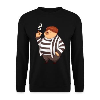 Beatnik Funny Smoking Kawaii Bear Retro Vinta - Unisex Sweatshirt - black - Front - Alina (178cm) & Michal (187cm)