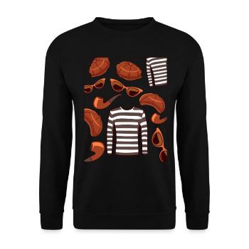 Beatnik Mode Stil 50er 60er Jahre Retro Stil Vinta - Unisex Pullover - Schwarz - Vorne - Alina (178cm) & Michal (187cm)