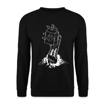 Zombiecore Ästhetisches Skelett Hand Erdbeermilch - Unisex Pullover - Schwarz - Vorne - Alina (178cm) & Michal (187cm)