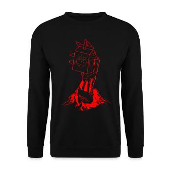 Zombiecore Ästhetische Erdbeermilch Skelett Hand - Unisex Pullover - Schwarz - Vorne - Alina (178cm) & Michal (187cm)