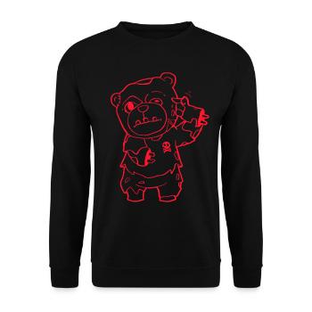Zombiecore Ästhetisch Zombie Bär Pastell Goth - Unisex Pullover - Schwarz - Vorne - Alina (178cm) & Michal (187cm)