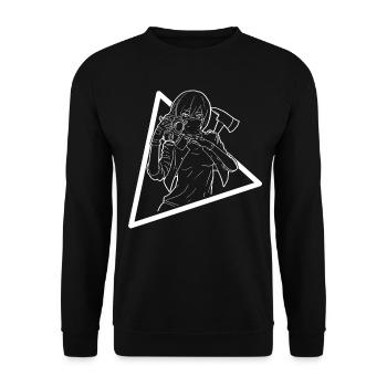 Zombiecore Aesthetic Anime Girl Mask - Unisex Sweatshirt - black - Front - Alina (178cm) & Michal (187cm)