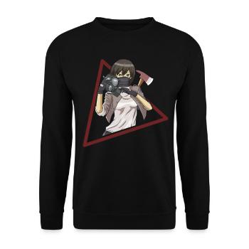 Zombiecore Aesthetic Anime Girl Mask - Unisex Sweatshirt - black - Front - Alina (178cm) & Michal (187cm)