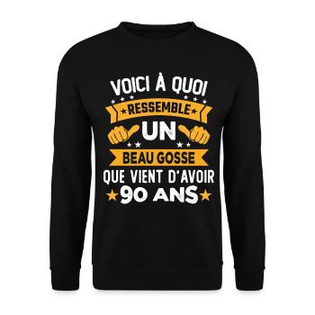 Voici à quoi ressemble un beau gosse 90 Ans - Sweat-shirt Unisexe - noir - Devant - Alina (178cm) & Michal (187cm)