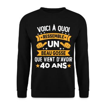 Voici à quoi ressemble un beau gosse 40 Ans - Sweat-shirt Unisexe - noir - Devant - Alina (178cm) & Michal (187cm)
