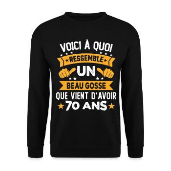 Voici à quoi ressemble un beau gosse 70 Ans - Sweat-shirt Unisexe - noir - Devant - Alina (178cm) & Michal (187cm)