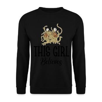 Flying Spaghetti Monster Pastafarianism Pasta - Unisex Sweatshirt - black - Front - Alina (178cm) & Michal (187cm)