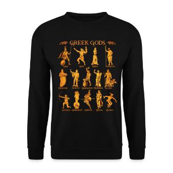 Götter der griechischen Mythologie - Unisex Pullover - Schwarz - Vorne - Alina (178cm) & Michal (187cm)