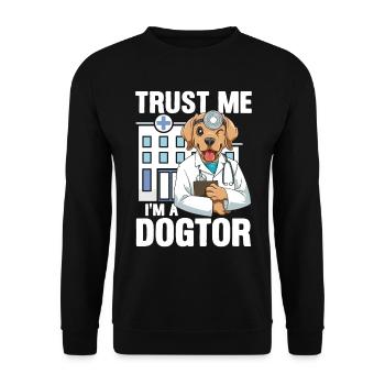 Trust Me I'M A Dogtor für einen Tierarzt - Unisex Pullover - Schwarz - Vorne - Alina (178cm) & Michal (187cm)