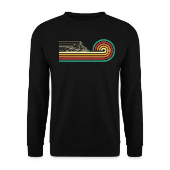 Super schnelles Schneemobil im Retro Style - Unisex Pullover - Schwarz - Vorne - Alina (178cm) & Michal (187cm)