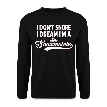 Ich schnarche nicht, ich träum ich bin ein Motor - Unisex Pullover - Schwarz - Vorne - Alina (178cm) & Michal (187cm)
