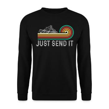 Just Sent It für Motorschlitten und Skimobile - Unisex Pullover - Schwarz - Vorne - Alina (178cm) & Michal (187cm)