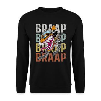 Schneemobil Monster Braap Braap Retro - Unisex Pullover - Schwarz - Vorne - Alina (178cm) & Michal (187cm)