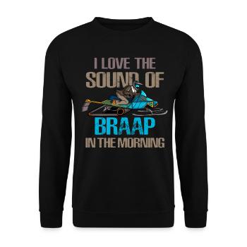 Ich liebe den Klang von Braap am Morgen - Unisex Pullover - Schwarz - Vorne - Alina (178cm) & Michal (187cm)
