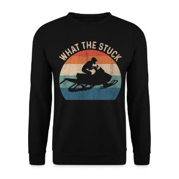 What the Stuck mit dem Schneemobil stecken bleiben - Unisex Pullover - Schwarz - Vorne - Alina (178cm) & Michal (187cm)