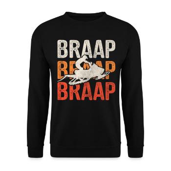 Vintage Motorschlitten Braap Braap - Unisex Pullover - Schwarz - Vorne - Alina (178cm) & Michal (187cm)