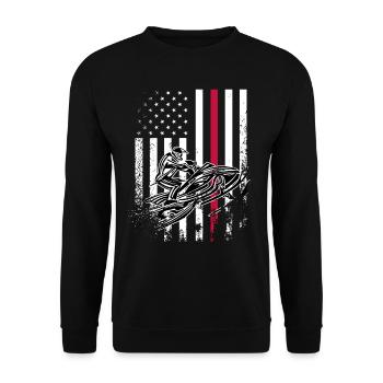 Amerikanischer Schneemobil Fahrer im Schnee USA - Unisex Pullover - Schwarz - Vorne - Alina (178cm) & Michal (187cm)