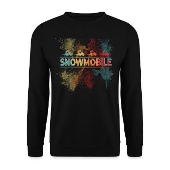Schneemobil Kunst Retro Farbklecks - Unisex Pullover - Schwarz - Vorne - Alina (178cm) & Michal (187cm)