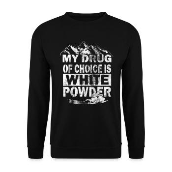 Meine Lieblings Droge weisses Pulver Tiefschnee - Unisex Pullover - Schwarz - Vorne - Alina (178cm) & Michal (187cm)