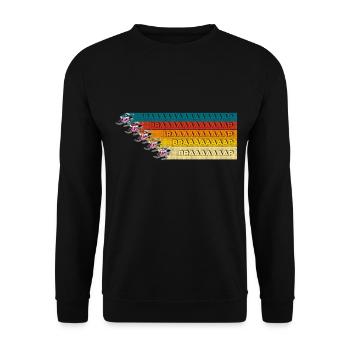 Schneemobil Vintage Color Braap Parade - Unisex Pullover - Schwarz - Vorne - Alina (178cm) & Michal (187cm)