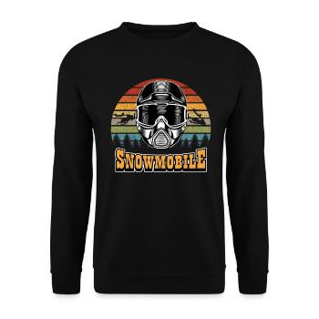 Schneemobil Rennfahrer Helm Retro Just Sent It - Unisex Pullover - Schwarz - Vorne - Alina (178cm) & Michal (187cm)