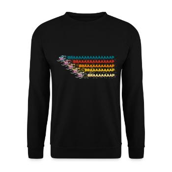 Schneemobil Retro Sternen Parade für Braap Sound - Unisex Pullover - Schwarz - Vorne - Alina (178cm) & Michal (187cm)