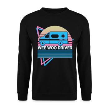 Wee Woo Driver Ambulance Driver Retro - Unisex Sweatshirt - black - Front - Alina (178cm) & Michal (187cm)