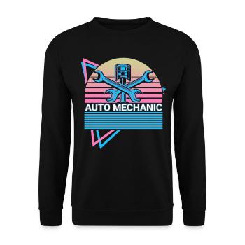 Car mechanic Car mechanic Retro - Unisex Sweatshirt - black - Front - Alina (178cm) & Michal (187cm)